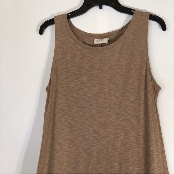 LOGO Lori Goldstein MP Boho Slub Knit Cotton Handkerchief Eyelet Tank Midi Dress - Picture 3 of 10